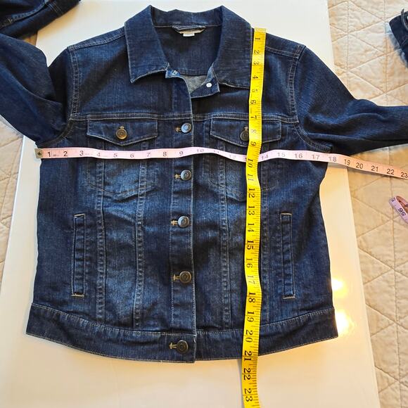 Garnet Hill Denim Jacket Women's 2 Blue Dark Wash Fading Classic Coastal - Picture 8 of 10